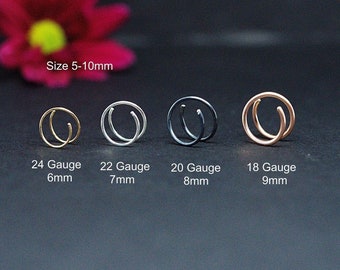 Nose Ring Double Nose Ring for Single Pierced Nose Hoops 14K Gold Nose Silver or Rose Gold Nose Ring Tiny Nose Ring Spiral Hoop Earrings