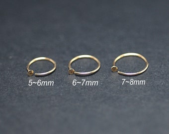 Gold Nose Ring-Rose Gold Nose Ring-22 Gauge Nose Ring-Silver Nose Hoop-Tiny Nose Ring-Nose Piercing Ring-Adjustable Nose ring