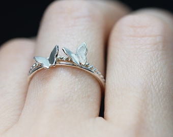 Glitzs jewels Sterling Silver Butterfly Ring 20mm 