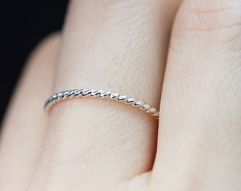 Sterling Silver Twisted Rings / Ultra Thin 14k Gold Stacking Ring /  Stacking Ring / delicate Silver  ring / Dainty stacking ring