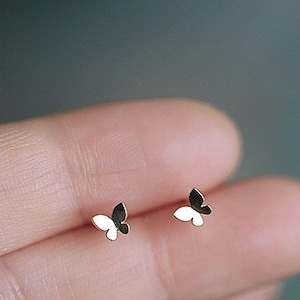 925 Sterling Silver Butterfly earrings, Small Butterfly Stud earrings, Tiny Stud Earrings/ Dainty earrings, Gold plated Minimalist Earrings