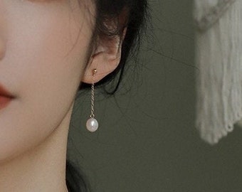 Freshwater Pearl Earrings - Minimalist Dainty Pearl  Earrings -  Pearl Drop Earrings -  Perfect Wedding Jewelry - Dainty Pearl Jewelry- Gift