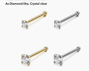 20G Cubic Zirconia Cute Nose Ring Gold Silver Plated Cartilage Earrings Nose Piercing Jewelry for Women Drperfect 3 Pcs 925 Sterling Silver Pin Nose Ring Hoop