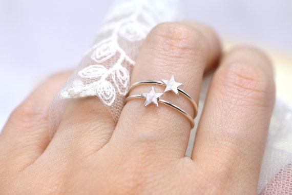 Sterling Silver Star Ring Minimalistic Star Ring Stackable Rings