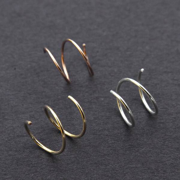 Double Hoop Earrings For Double Piercing  Earrings Twist Huggie Earrings Spirals Earrings  14K Gold Cartilage Tragu Earrings  Helix Earring