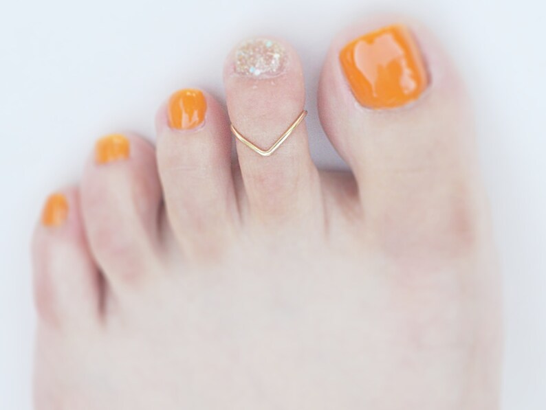 Gold Toe Ring Set. Toe Ring Minimalist Jewelry Polished Rose Etsy