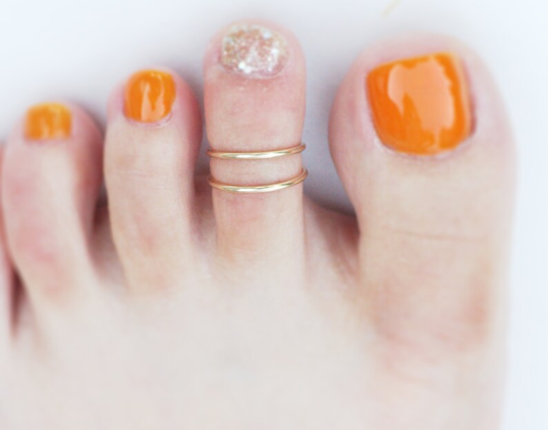 Gold Toe Ring Set. Toe Ring, Minimalist Jewelry, Polished Gold Toe Ring, Adjustable Gold Filled Toe Ring,14k Gold,Rose Gold Toe Ring image 9