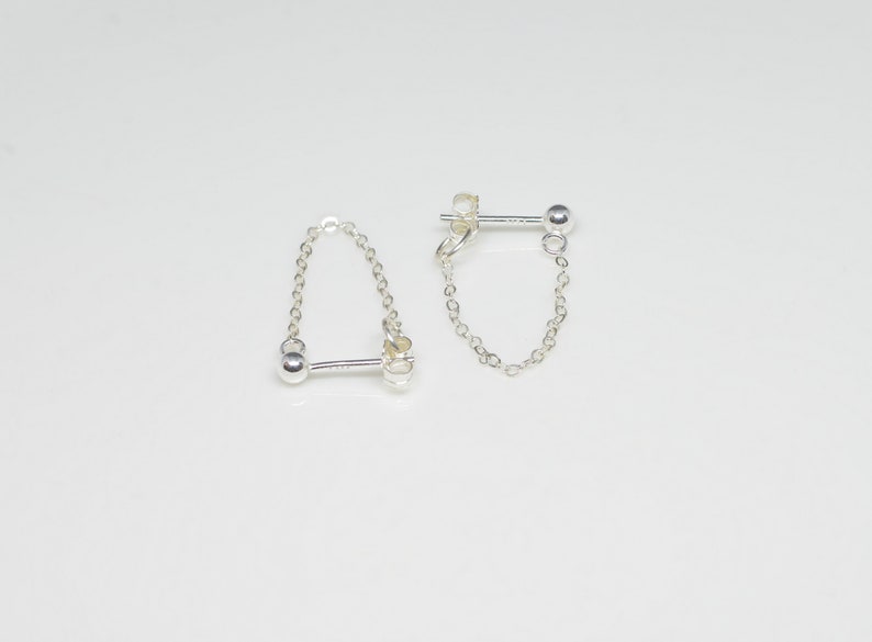 14K Gold Filled Chain Earrings Gold Stud Earrings Chain Loop earrings Dangle Silver Chain Earrings Silver Stud Chain Earrings image 6