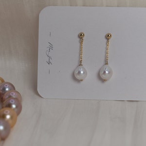 Pearl Drop Earrings Minimalist Dainty Pearl Earrings Perfect Wedding Jewelry Freshwater Pearl Earrings Dainty Pearl Jewelry Gift image 4