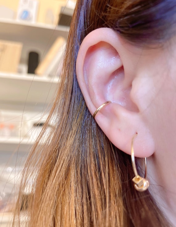 14K Gold Conch Earrings , Silver Conch Hoop Earring, Conch