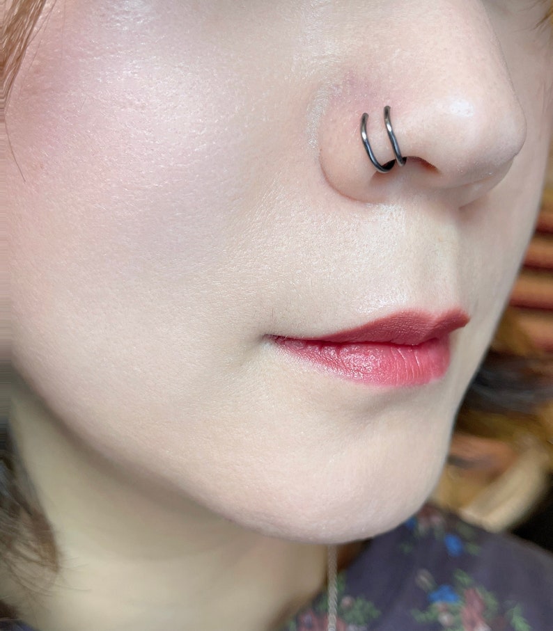 Double Nose Ring for Single Pierced Spiral Nose Ringtwist Etsy