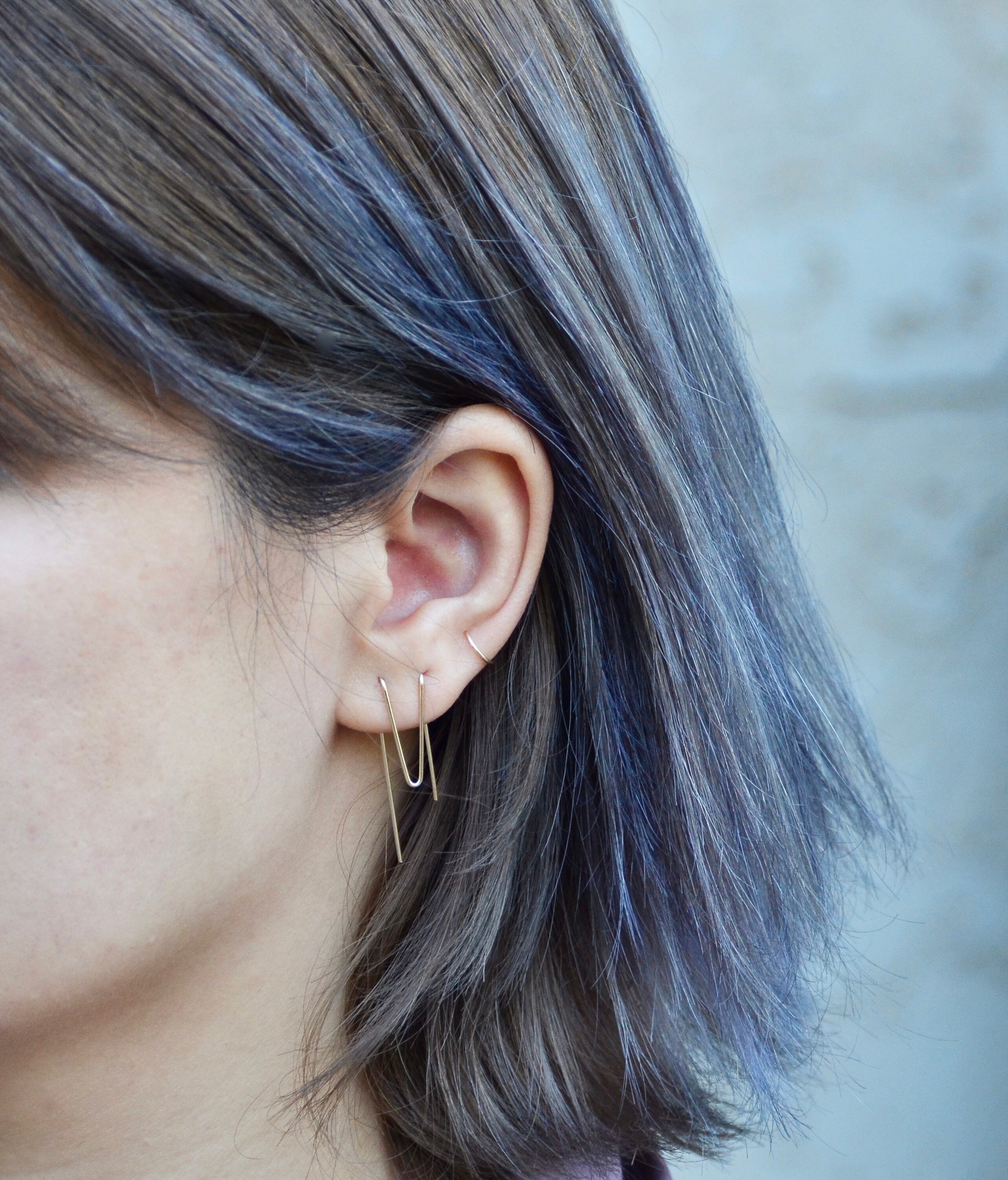 Double Piercing Earringsgold Filled Earrings Minimalism Etsy