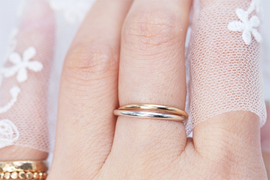 Buy Anxiety Ring Spinner Fidget Ring/gold Interlocking Rings Set 2 / Silver  Rose Gold Thumb Ring/ Rolling Ring / Stacking Rings / Spin Rings Online in  India 