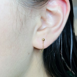 14K Gold Filled Chain Earrings Gold Stud Earrings Chain Loop earrings Dangle Silver Chain Earrings Silver Stud Chain Earrings image 4