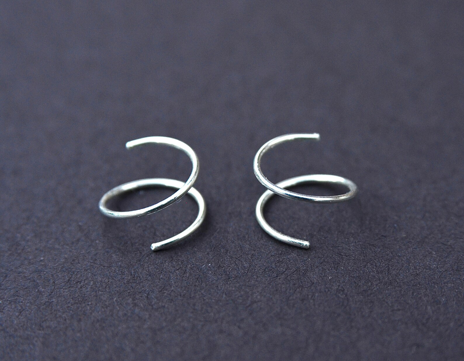 Sterling Silver Double Hoop Twist Earrings Huggie Earrings Etsy