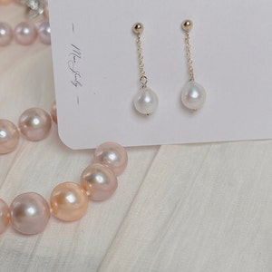 Pearl Drop Earrings Minimalist Dainty Pearl Earrings Perfect Wedding Jewelry Freshwater Pearl Earrings Dainty Pearl Jewelry Gift image 2