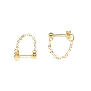 14K Gold Filled Chain Earrings - Gold Stud Earrings - Chain Loop earrings - Dangle Silver Chain Earrings - Silver Stud Chain Earrings -
