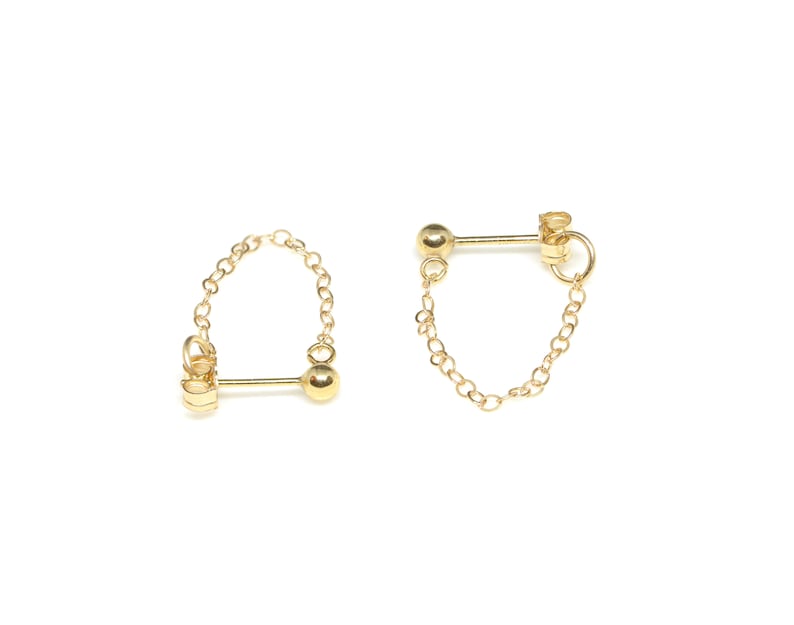 Boucles doreilles à chaîne remplies dor 14K Boucles doreilles Gold Stud Boucles doreilles Chain Loop Boucles doreilles Dangle Silver Chain Boucles doreilles Silver Stud Chain image 1