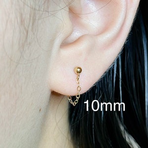 14K Gold Filled Chain Earrings Gold Stud Earrings Chain Loop earrings Dangle Silver Chain Earrings Silver Stud Chain Earrings image 3