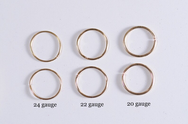 Small Gold Hoop Earrings / Tiny Gold Hoop Earrings / 14k Gold Filled Huggie Hoop Earring Set for Helix Nose Cartilage Piercing image 5