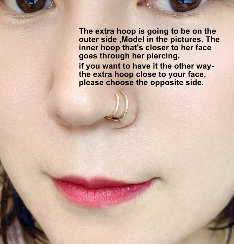 Nose Ring Double Nose Ring for Single Pierced Nose Hoops 14K Etsy