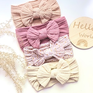 Baby Soft Headbands Bow * Newborn Headbands * New Born Shower Gift * Baby Girl Gift * Baby Cable Knit Headbands * Baby Hairband Hair Bow