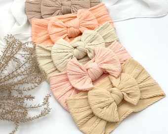 Baby Soft Headbands Bow * Newborn Headbands * New Born Shower Gift * Baby Girl Gift * Baby Cable Knit Headbands * Baby Hairband Hair Bow