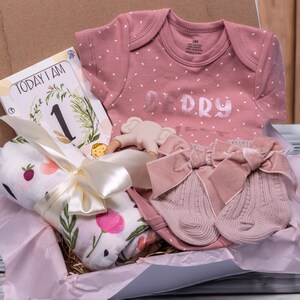 Welcome to the world gift box, New baby gift, Baby girl gift, Baby basket, Newborn set, New baby girl box, Baby shower gift, Luxury gift box image 1