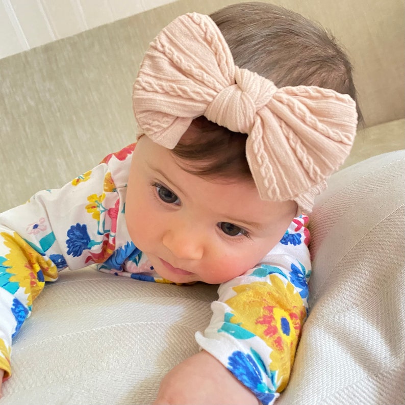 Baby Headband Baby Accessories Toddler Headband Bow New Born Gift Baby Girl Gift Baby Shower Gift Baby Cable Knit Headband zdjęcie 7