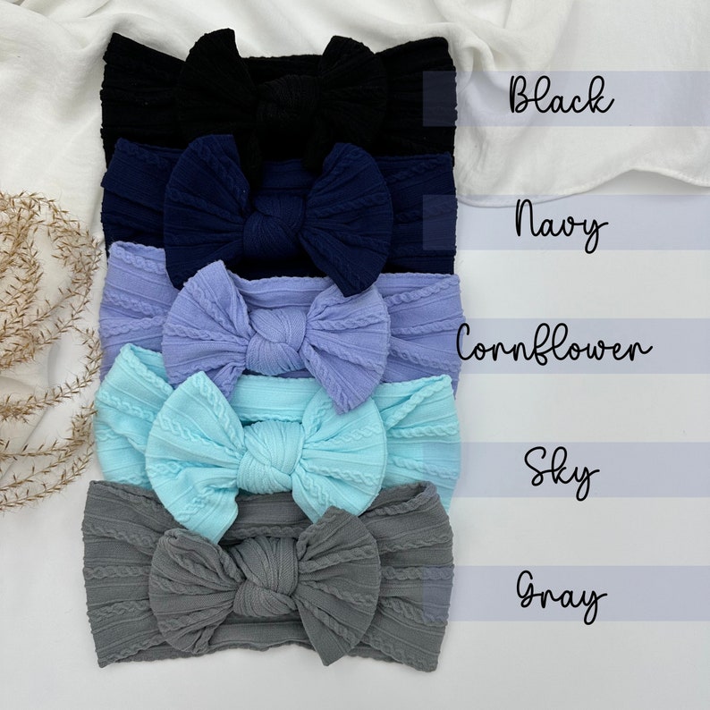 Soft Baby Headbands Bows Baby Girl Gift Newborn Headbands Stretchy Cable Knit Bow Baby Shower Gift Hairwrap Hairbow Bow Bundle image 6