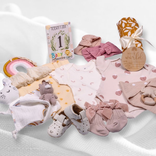 Bienvenue dans le coffret cadeau du monde, Nouveau cadeau de bébé, Cadeau de bébé fille, Panier bébé, Ensemble nouveau-né, Nouvelle boîte de bébé fille, Cadeau de baby shower, Coffret cadeau de luxe