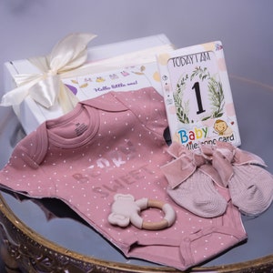 Welcome to the world gift box, New baby gift, Baby girl gift, Baby basket, Newborn set, New baby girl box, Baby shower gift, Luxury gift box image 3