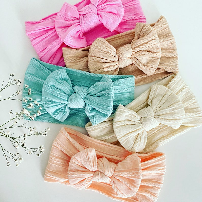 Baby Floral Bow Headband Baby Accessories Wide Headband Bow New Born Gift Baby Girl Gift Shower Gift Baby Soft Headband zdjęcie 3