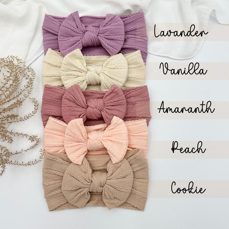 Soft Baby Headbands Bows Baby Girl Gift Newborn Headbands Stretchy Cable Knit Bow Baby Shower Gift Hairwrap Hairbow Bow Bundle image 3