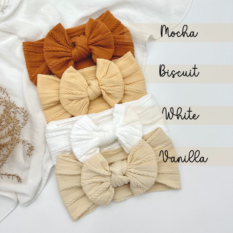 Soft Baby Headbands Bows Baby Girl Gift Newborn Headbands Stretchy Cable Knit Bow Baby Shower Gift Hairwrap Hairbow Bow Bundle image 2