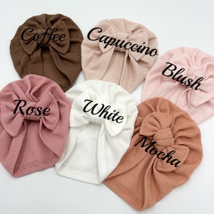 Baby Turban Bow Baby Hat Baby Accessories Baby Headband Bow New Born Gift Baby Girl Gift Baby Shower Gift Spring Hat zdjęcie 1
