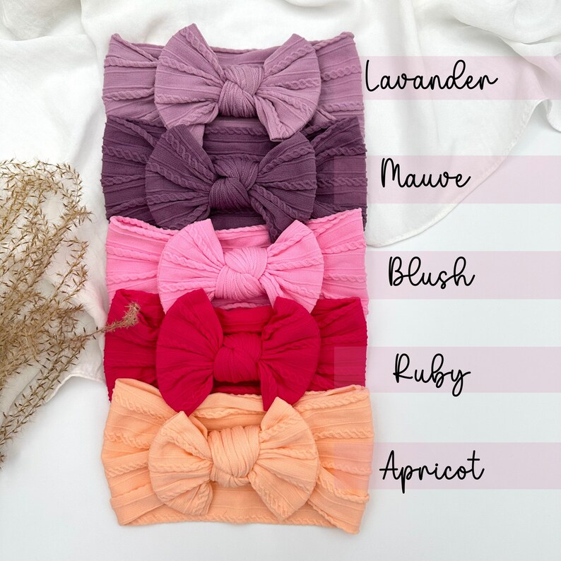 Soft Baby Headbands Bows Baby Girl Gift Newborn Headbands Stretchy Cable Knit Bow Baby Shower Gift Hairwrap Hairbow Bow Bundle image 4