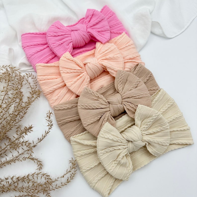 Baby Headband Baby Accessories Toddler Headband Bow New Born Gift Baby Girl Gift Baby Shower Gift Baby Cable Knit Headband zdjęcie 4