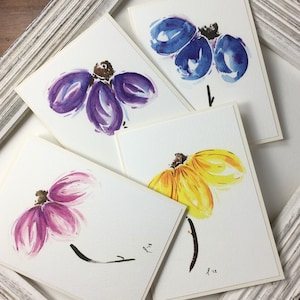 4 pack floral cards, blank floral cards, blank floral card pack, watercolor coneflowers