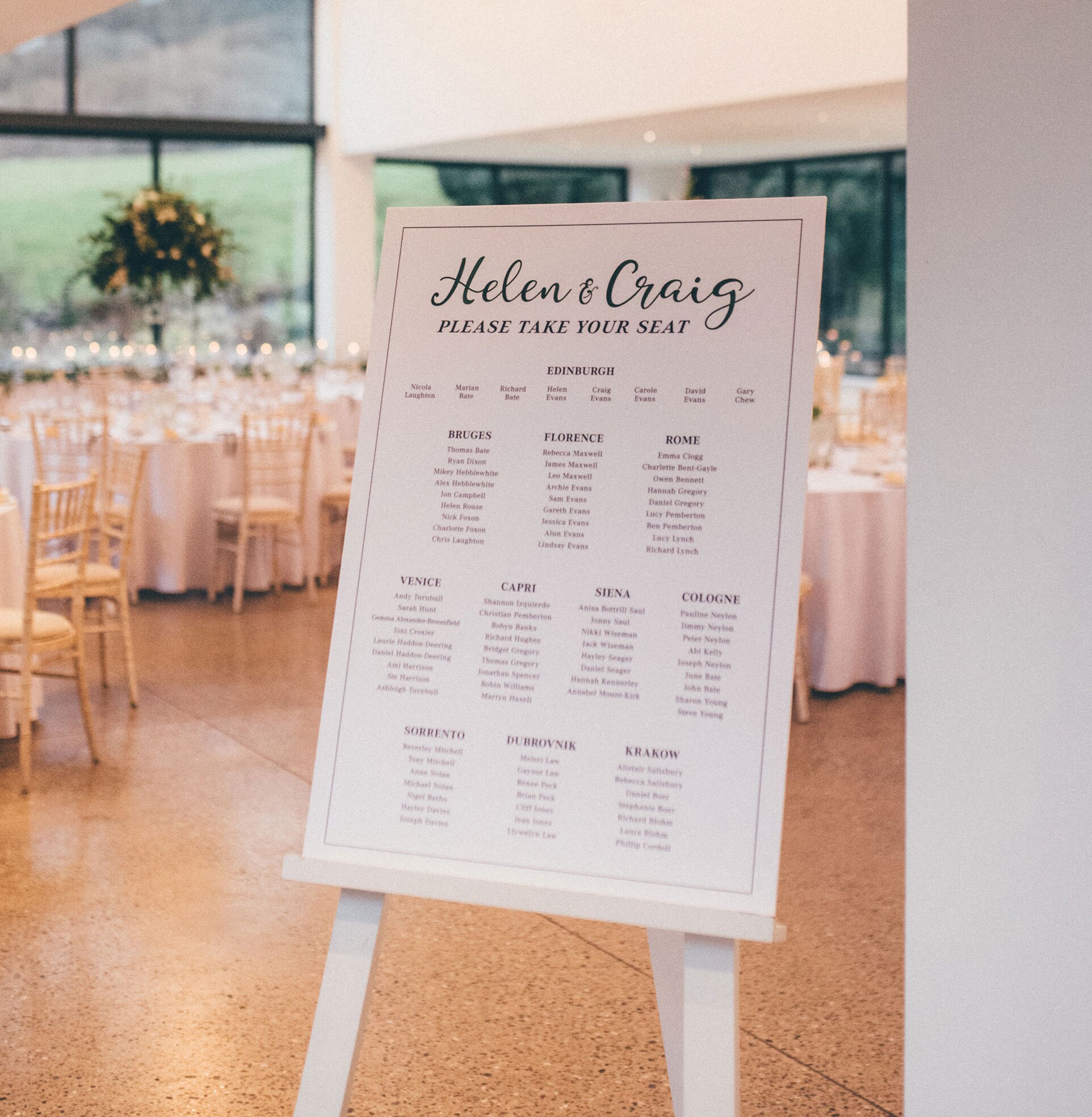 Wedding table seating plan welcome board foam A1 easel printed | Etsy