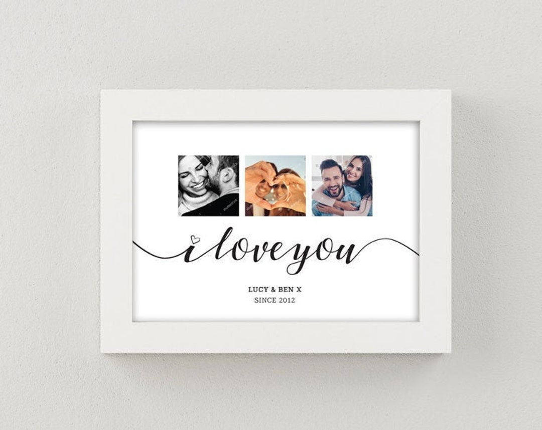 Personalised I Love You Frame Photo Print Message A5 White Gift Art 8x6