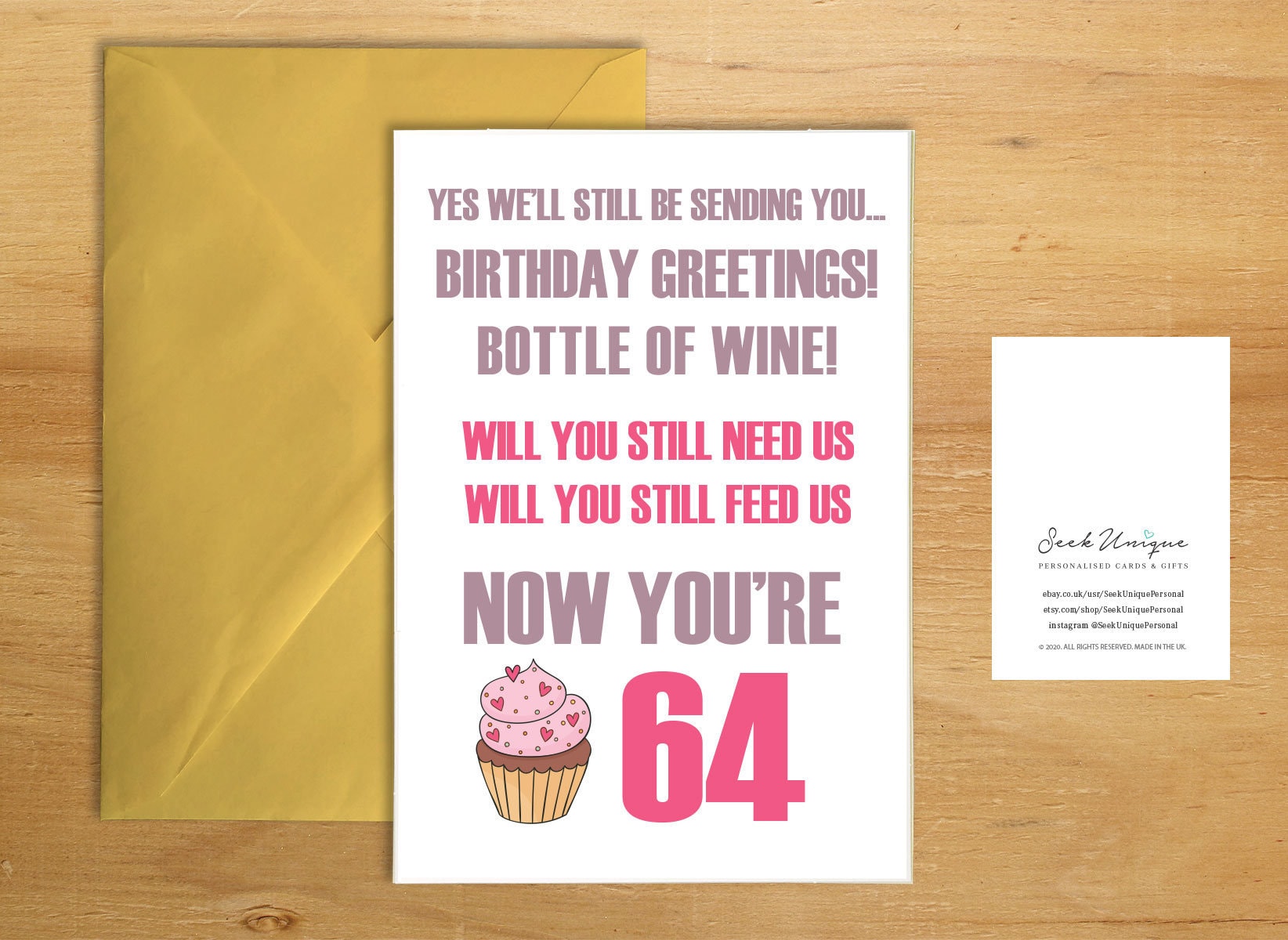 64th Sixty Four Birthday Greeting Card His Her Funny Mum Dad
