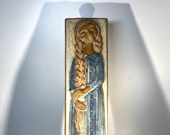 Girl With Braid By Marianne Starck For Michael Andersen. Danish Wall Plaque
