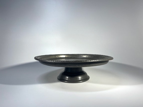 Art Nouveau Footed Tray Made By Liberty & Co., English Hammered Antique Pewter c1910