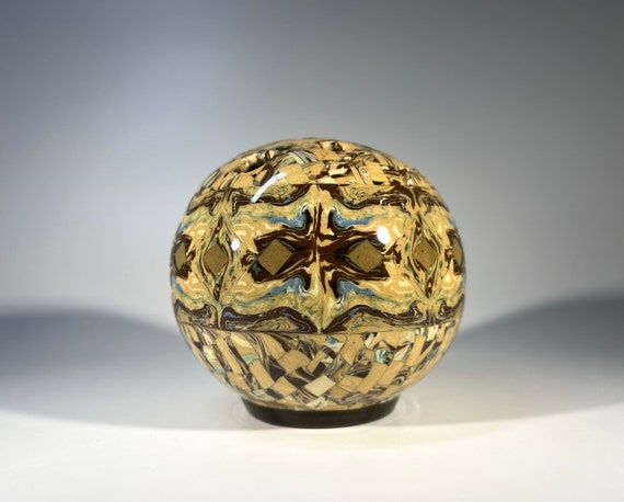 Petit Jean Gerbino, Vallauris, France, Ceramic Neriage Posy Potpourri Vase Mocha Tones 1960's