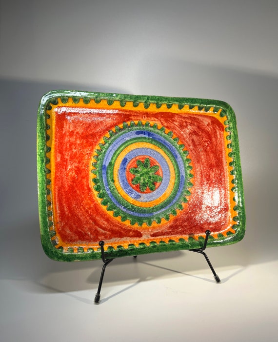 Colours Of The Mediterranean, Glazed Ceramic Platter By DeSimone, Italy, c1960