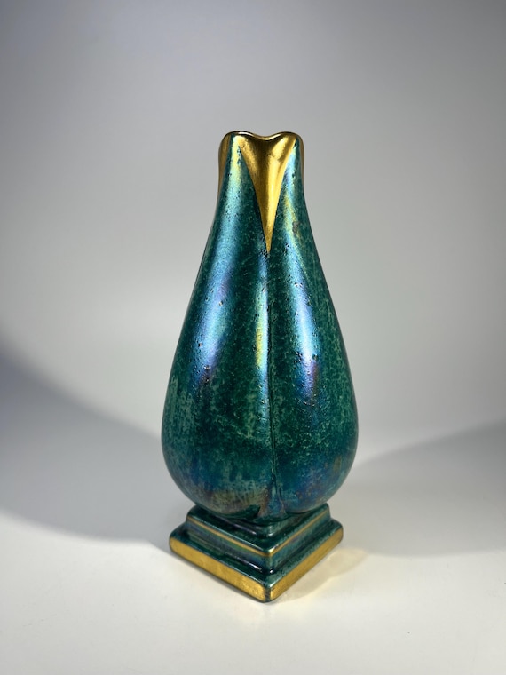 Josef Ekberg For Gustavsberg Of Sweden, Tulip Shaped Gilded Lustre Bud Vase