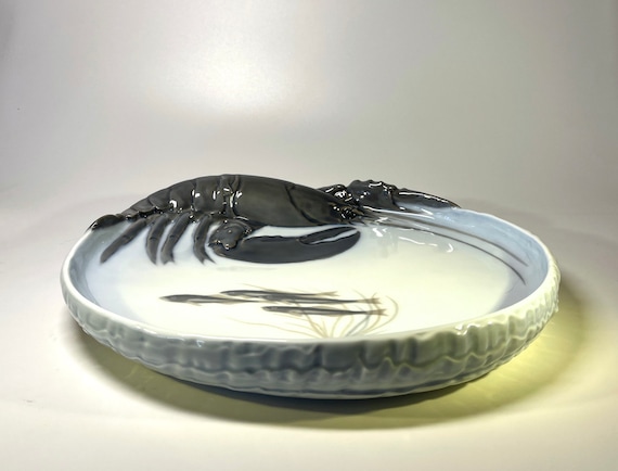 Erik Nielsen, Royal Copenhagen Porcelain Lobster And Shoal Card Tray, Vide Poche #485