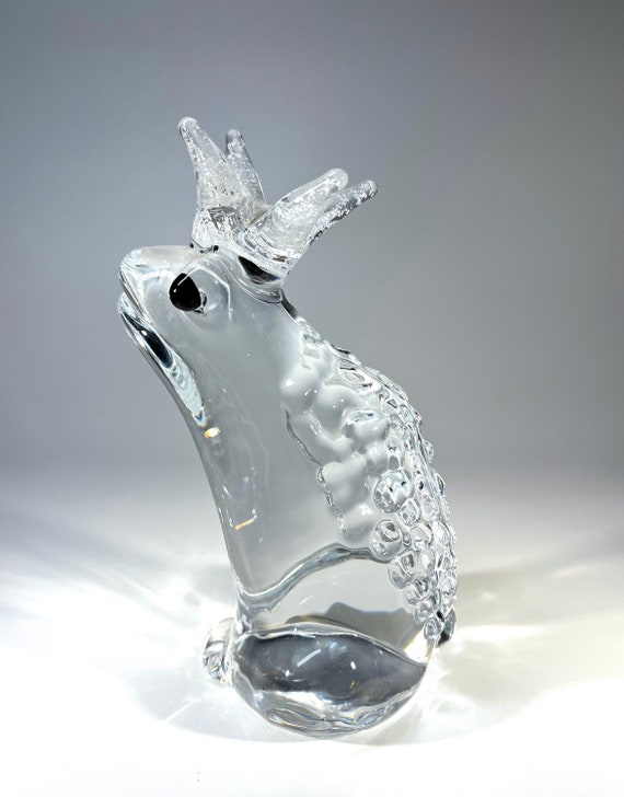 Handsome Frog Prince, Crystal Paperweight By Marcolin Art Crystal, Sweden c1988-91