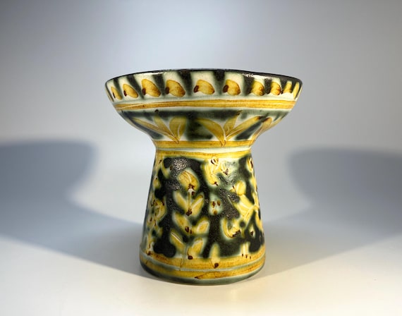 Hand Painted Ceramic French Candle Holder By Paul Yvain, Keraluc, Quimper